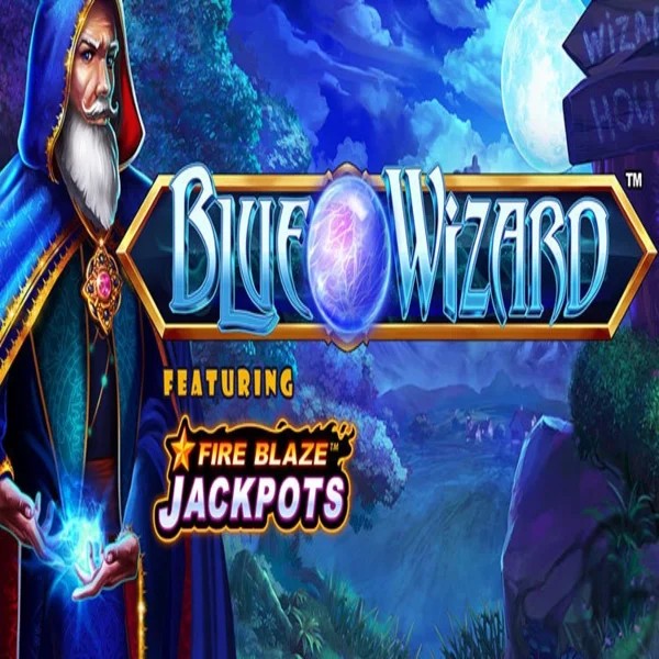 Play the Blue Wizard Fire Blaze Jackpots slot by Rarestone Gaming on Kingmaker Casino