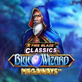 Fire Blaze Blue Wizard Megaways logo by Rarestone Gaming Kingmaker Casino